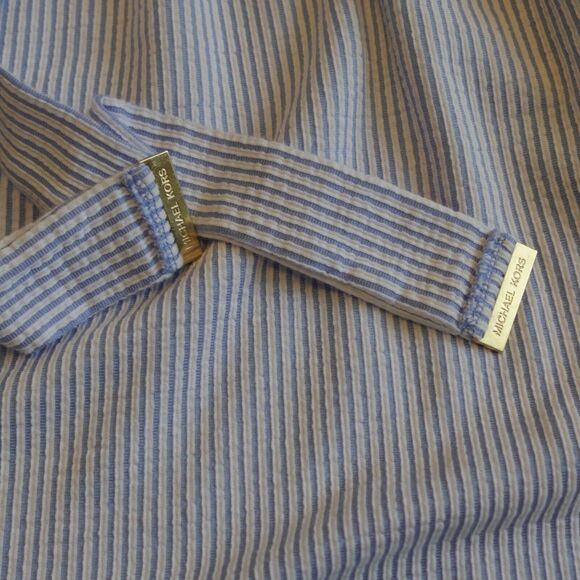 Michael Kors Women Medium Dress Off Shoulder Ruffle-Neck Seersucker Pockets - Picture 4 of 10